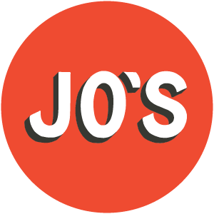 Jo's coffee logo in red circle with Jo's written in the circle